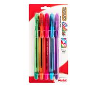 Pentel R.S.V.P. Colors Ballpoint Pen Medium Assorted Ink Pack of 5 (BK91CRBP5M)