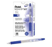 Pentel R.S.V.P. RT Retractable Ballpoint Pens, Medium Point, 1.0 mm, 61% Recycled, Transparent Blue Barrel, Blue Ink, Pack Of 12 Pens