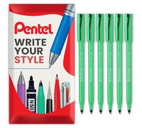 Pentel R50 Fine Point Liquid Ink Rollerball Pens - 0.8mm Tip 0.4mm Line Width - 77% Recycled - Black Ink - Pack of 6 in Gift Box