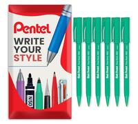 Pentel R50 Fine Point Liquid Ink Rollerball Pens - 0.8mm Tip 0.4mm Line Width - 77% Recycled - Green Ink - Pack of 6 in Envelope Gift Packaging