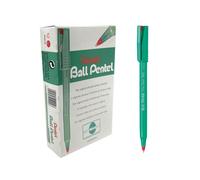 Pentel R50 Rollerball Pen Green Barrel Water-based 0.8mm Tip 0.4mm Line Red Ref R50-B [Pack of 12]
