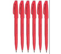 Pentel Red Original Sign Pen S520 Fibre Tip Marker Pens Colour Fineliner 2mm Nib 1mm Line Width (Pack Of 6)