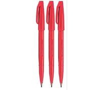 Pentel Red Original Sign Pen S520 Fibre Tip Marker Pens Colour Fineliner 2mm Nib 1mm Line Width (Pack Of 3)