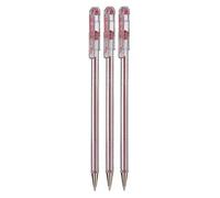 Pentel Red Superb Ballpoint Pen Ball Point Pens 0.7mm Nib Tip 0.25mm Line Width Fine Line Refillable Ink BK77 (Pack Of 3)