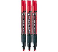 Pentel Red Wet Erase Chalk Marker Pens Metal Glass Plastic Stone Blackboard Chalkboard 4mm Chisel Nib With 1.5mm - 4mm Line Width SMW26-BO (Pack Of 3)