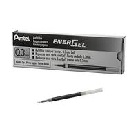 Pentel Refill Ink for EnerGel RTX Retractable Liquid Gel Pen Extra Fine Line Needle Tip, 12 Pack, 0.3mm, Black (LRN3-A)