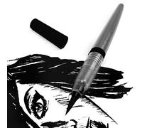 Pentel Refillable Colour Brush Pen Grey Barrel Black Ink Pigment Edition
