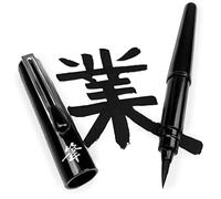 Pentel Refillable Pocket Brush Pen - with 6 Black Ink Cartridges - Black Barrel