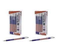 Pentel RSVP Ballpoint Pen (0.7mm) Fine Line Flag Barrel Black Ink (12 count)- Pack of 2
