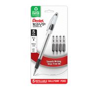 Pentel RSVP Ballpoint Pen (1.0mm) Medium Line Black Ink Pack of 5 (BK91BP5A)