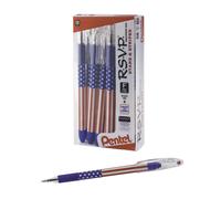 Pentel RSVP Ballpoint Pen Fine Line (0.7mm) Flag Barrel Black Ink 12 Pack (BK90USA-A)