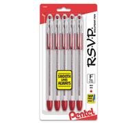 Pentel RSVP Ballpoint Pen Fine Line (0.7mm) Red Ink Pack of 5 (BK90BP5B)