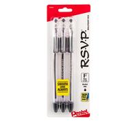 Pentel RSVP Ballpoint Pen Fine Line Black Ink 3 Pack BK90BP3A