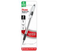 Pentel RSVP Ballpoint Pen Medium Line Black Ink 2 Pack BK91BP2A