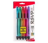 Pentel RSVP Razzle-Dazzle Ballpoint Pen (1.0mm) Medium Line Black Ink Pack of 5 (BK91RDBP5M)