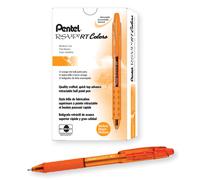 Pentel RSVP RT Colors Retractable Ballpoint Pen (1.0mm) Medium Line Barrel Orange Ink Box of 12 (BK93CRF-F)