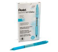 Pentel RSVP RT Colors Retractable Ballpoint Pen (1.0mm) Medium Line Barrel Sky Blue Ink Box of 12 (BK93CRS-S)