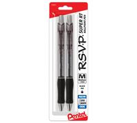 Pentel RSVP Super RT Ballpoint Pen (1.0mm) Medium Line Black Ink 2-