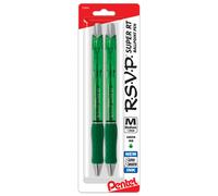 Pentel RSVP Super RT Ballpoint Pen, (1.0mm) Medium Line, Green Ink, Pack of 2 (BX480BP2D)