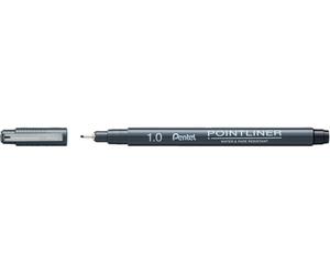 Pentel S20P Pointliner Fibre Tip Pen, Fineliner, 1.0mm Tip, Black ink (Single Pen)