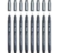 Pentel S20P Pointliner Pigment Liner Technical Drawing Fineliner Pen - 0.03mm, 0.05mm, 0.1mm, 0.2mm, 0.3mm, 0.4mm, 0.5mm, 0.8mm - Black Ink - Pack of