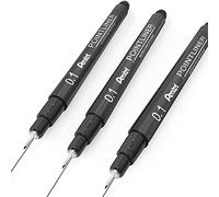 Pentel S20P Pointliner Pigment Liner Technical Drawing Fineliner Pen - 0.1mm - Black Ink - Pack of 3