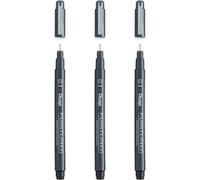 Pentel S20P Pointliner Pigment Liner Technical Drawing Fineliner Pen - 0.1mm - Black Ink - Pack of 3