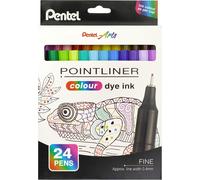 Pentel S40 Pointliner, Fine Writing Pen with Colour Dye Ink, 0.4mm Line, Assort
