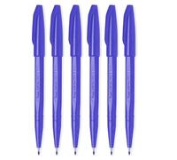 Pentel Sign Pen S520 Original - Fibre Tip Fineliner, 2mm Nib, 1mm Line - Blue (6)
