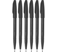 Pentel S520 Original Sign Pen Fibre Tip Marker Fineliner Pens - 2mm Nib - 1mm Line - Pack of 6 in Gift Box (Black)
