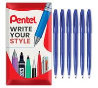 Pentel S520 Original Sign Pen Fibre Tip Marker Fineliner Pens - 2mm Nib - 1mm Line - Pack of 6 in Envelope Gift Packaging (Blue)
