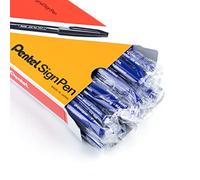 Pentel S520C Sign Pen Fine Point Color Marker, Bullet Tip, .7mm, Blue Barrel/Ink, Dozen