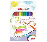 Pentel Arts Ultra Washable Felt Tip Colouring Pens Medium Assorted (Pack 12) - SCS2E-12
