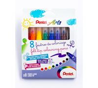 Pentel Arts Ultra Washable Felt Tip Colouring Pens Broad Assorted (Pack of 8)