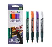 Pentel Semi-Permanent Wet-Erase Liquid Glass & Chalkboard Marker - Pack of 4