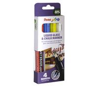 Pentel Liquid Chalk Marker Chisel Tip Assorted (Pack of 4) SMW26/4-BCGW
