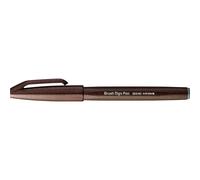 Pentel SES15C-E3X Brush Sign Pen Dark Brown Fibre Tip Brush Like Tip (Pack of 10)