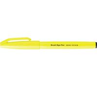 Pentel SES15C-FGX Brush Sign Pen Neon Yellow Fibre Tip Brush Like Tip Pack of 10