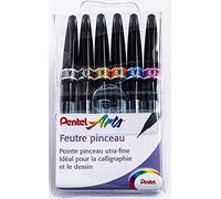 Pentel SESF30C Brush Sign Pen Artist Extra Fine Tip Brush Pouch 6 Colours
