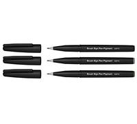 Pentel SESP15 Brush Sign Pen Pigment Marker Tip Fiber Flexible Pigment 3pcs (Black, Grey, Sepia)