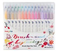Pentel SESW30C-30 Brush Sign Pen Twin, 30 Colour Set, Fibre Tip Pens with Two Flexible Tips, Water-based Ink, Assorted, Pack of 30