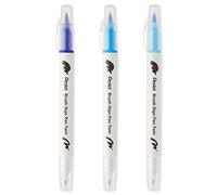 Pentel SESW30C Brush Sign Pen Twin Fibre Tip Pen - Double Ended - Water-based Ink - Pack of 3 - Blue Tones - Blue, Sky Blue & Baby Blue Ink