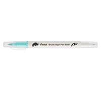 Pentel SESW30C-T134E Brush Sign Pen Twin Fibre-Tip Pen with Two Flexible Writing Tips, Water Based Ink, Emerald Green (Pack of 1)