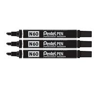 Pentel N60 Permanent Marker Chisel Tip with Aluminium Barrel Waterproof Ink - Black