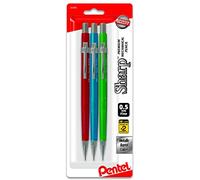 Pentel Sharp Mechanical Pencil, (0.5mm), Metallic Barrels, Assorted Colors (B/C/D), 3-Pk (P205MBP3M1)