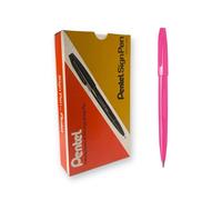 Pentel Sign Pen 1.0mm Line Dye Based Ink Original Fiber Tipped Pen - Pink (Pack of 12)