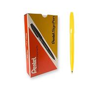 Pentel Sign Pen 1.0mm Line Dye Based Ink Original Fiber Tipped Pen - Yellow (Pack of 12)