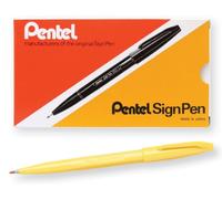 Pentel Sign Pen Fiber-Tipped Pen, Yellow Ink, Box of 12 (S520-G)