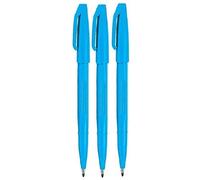 Pentel Sky Blue Original Sign Pen S520 Fibre Tip Marker Pens Colour Fineliner 2mm Nib 1mm Line Width (Pack Of 3)