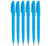 Pentel Sky Blue Original Sign Pen S520 Fibre Tip Marker Pens Colour Fineliner 2mm Nib 1mm Line Width (Pack Of 6)